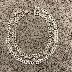 Chunky Silver Tone Chocker Style Necklace